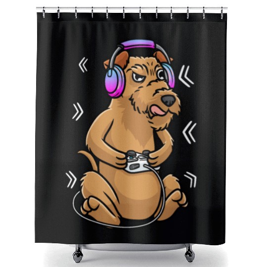 Irish Terrier Dog Gamer Video Game Gaming Irish Shower Curtains