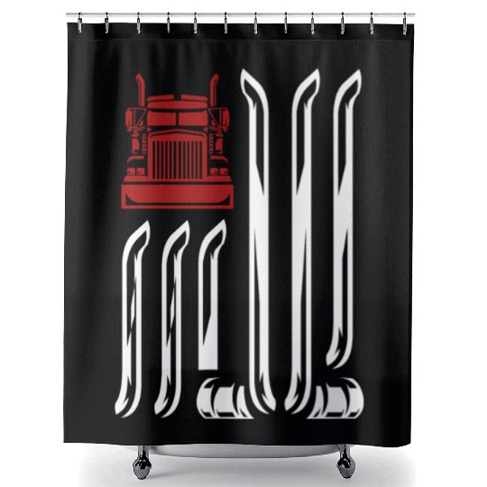 Truck Driver US FLAG, Truck, Trucker Dad Shower Curtains
