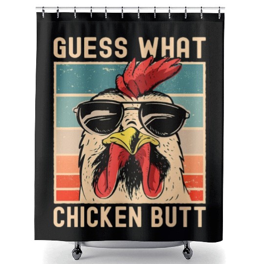 Chicken Meme Design Guess What Chicken Butt Shower Curtains