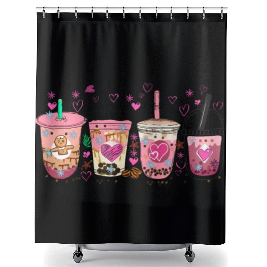 Valentine latte coffee lover, Valentine coffee Shower Curtains