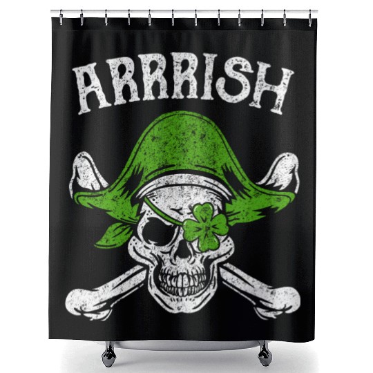 Arrrish With Grunge St. Patrick's Day Pirate Shower Curtains