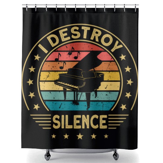 Pianist Piano I Destroy Silence loud music Shower Curtains