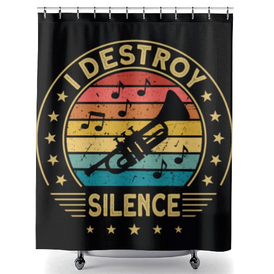 Trumpet Trumpetist I Destroy Silence loud music Shower Curtains