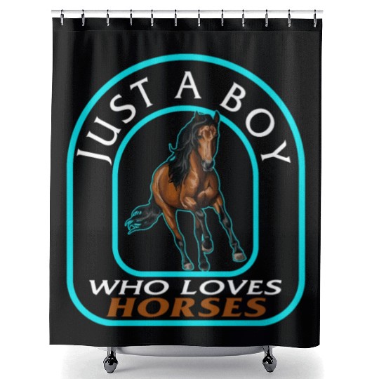 Cowboy Shower Curtains, Just A Boy Who Loves Horses Shower Curtains,