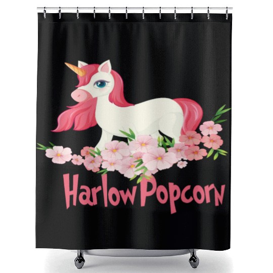 Harlow And Popcorn Merch Popcorn The Pony Shower Curtains