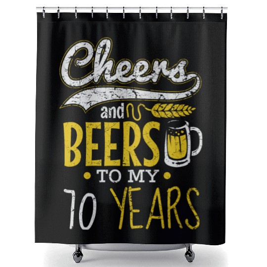 Cheers and Beers 70th Birthday Gift Idea Shower Curtains