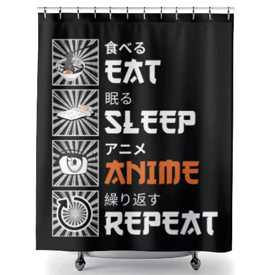 Eat, Sleep, Anime, Repeat - Gift For Christmas Day Shower Curtains