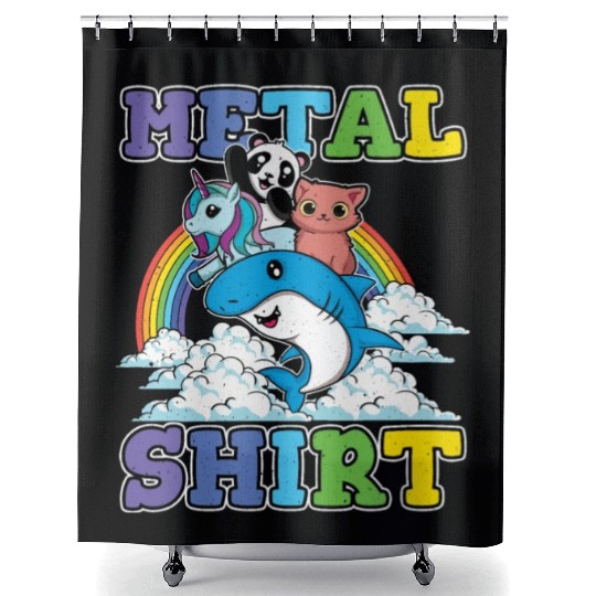 Unicorn Shark Panda Cat Love Music Rock Metal Shower Curtains