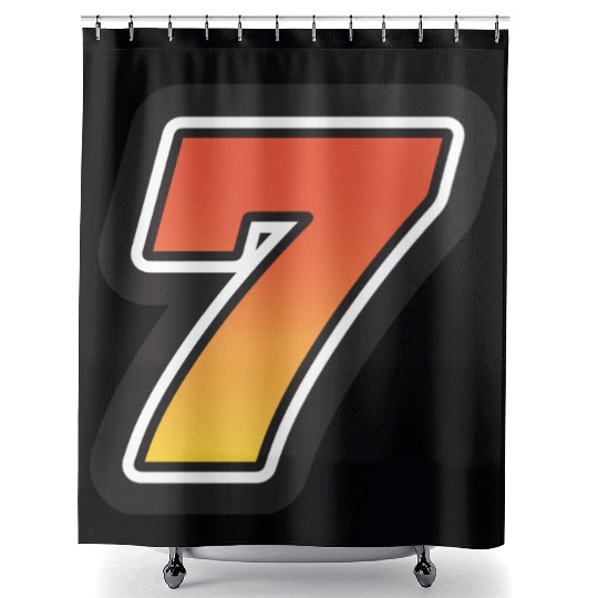 Number Seven 7 Gradient Yellow Orange 3 Stroke Shower Curtains