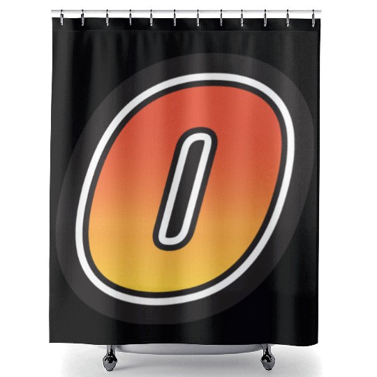 Number Zero 0 Gradient Yellow Orange 3 Stroke Shower Curtains