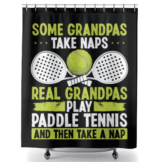 Paddle Tennis Player Match Granddad Grandpa Shower Curtains