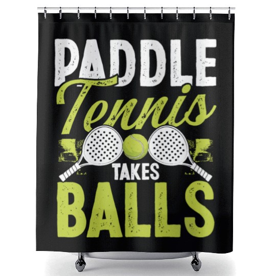 Paddle Tennis Player Match Paddle takes Balls Shower Curtains