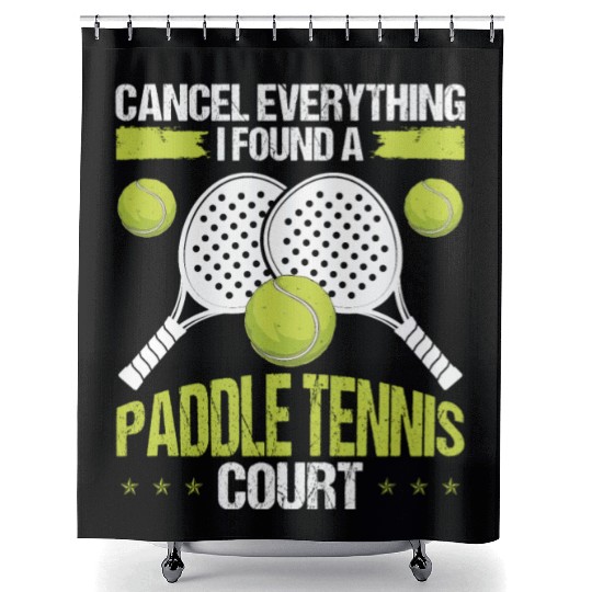 Paddle Tennis Player Match Paddle Court Balls Shower Curtains