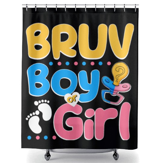 Pink or Blue Bruv Loves You Best Brother Ever Big Shower Curtains