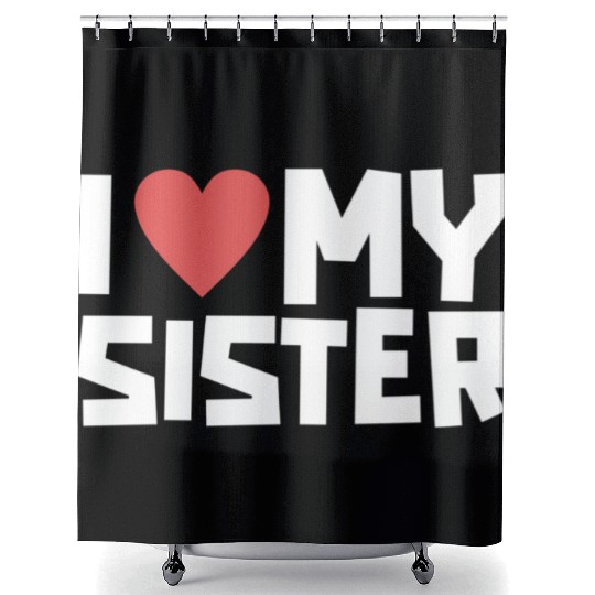I Love My Sister Funny Siblings Day Gifts Cute Red Shower Curtains