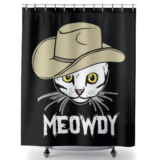 Meowdy Funny Cat Cowboy Hat Design Shower Curtains