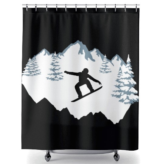 Snowboarding, snowboarder Shower Curtains