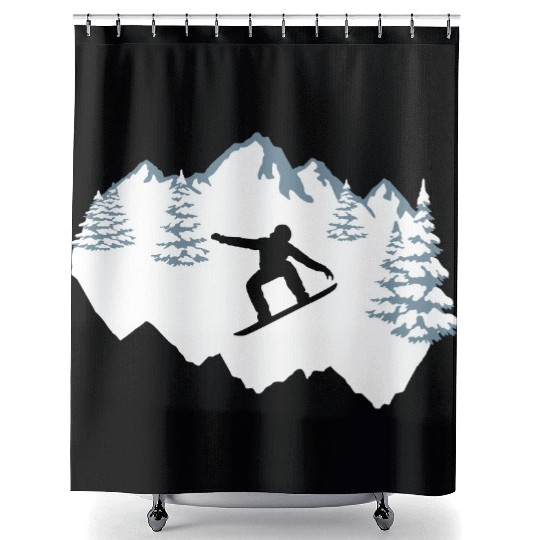 Snowboarding, snowboarder Shower Curtains