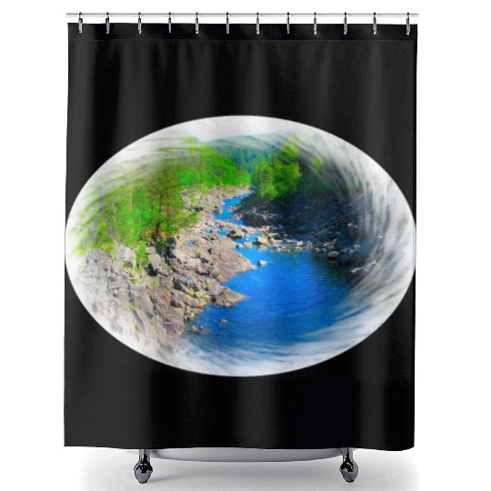 A river running through a valley in the wilderness Shower Curtains