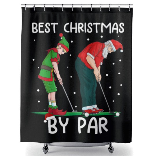 Golf Elf Golfer Christmas Santa Claus Golfing Shower Curtains