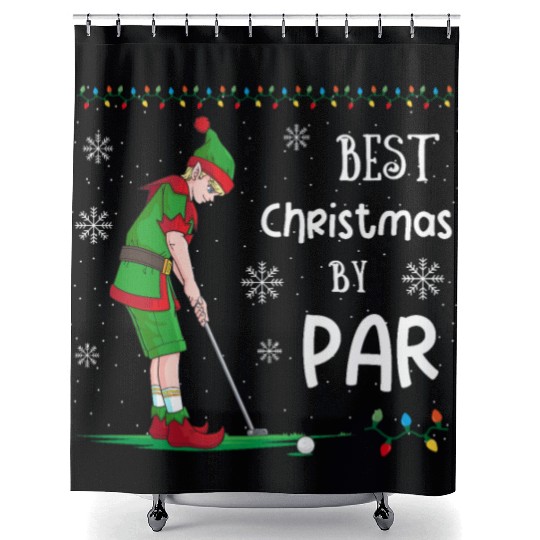 Golf Elf Pun Golfer Christmas Golfing Shower Curtains