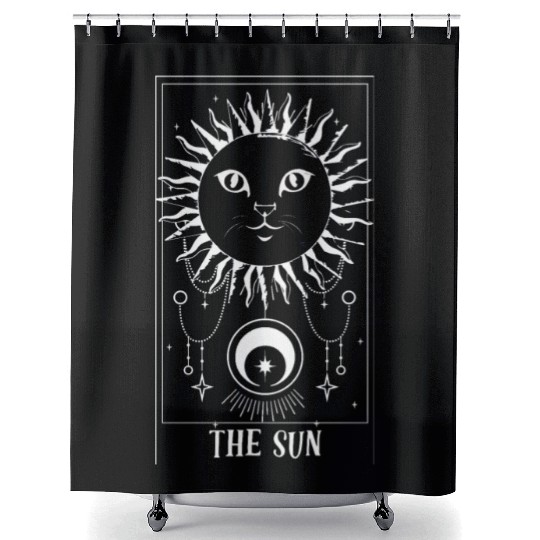The Sun Tarot Card Funny Cat Tarot Card For Tarot Shower Curtains