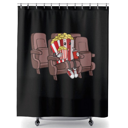 Movie Watching Cinema Popcorn Binge Watching Shower Curtains