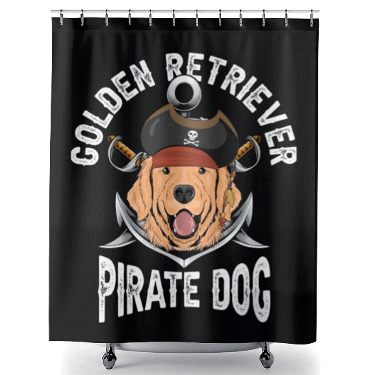 Golden Retriever Pirate Dog Shower Curtains