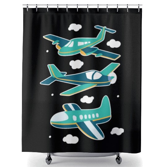 Planes flying in and out Planes flying in and out Shower Curtains
