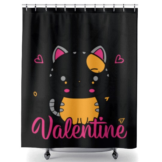 My Cat is my Valentine Valentines Day Shower Curtains
