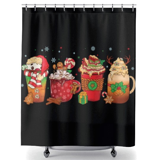 Hot Chocolate Cup Peppermint Mocha Shower Curtains