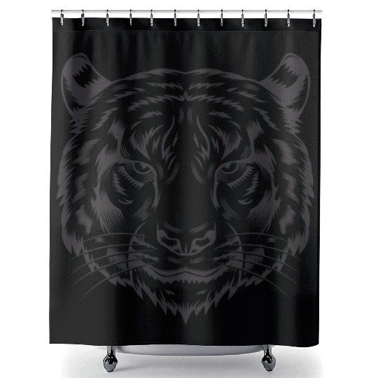Tiger face black & white Shower Curtains