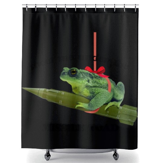 Meet me under the missile toad – mistletoe pun Shower Curtains