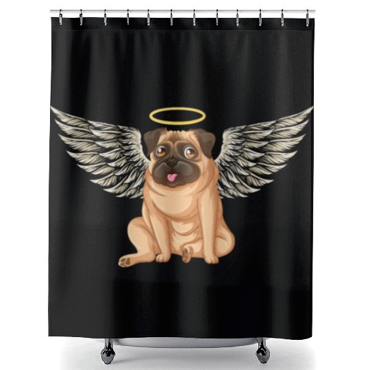 Angel pug dog Shower Curtains