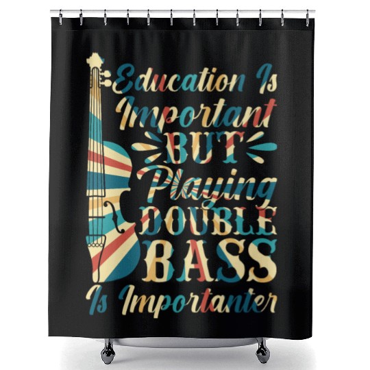 Back To School Double Bassist Player Shower Curtains