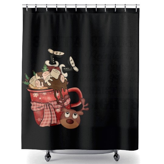 Santa Claus Reindeer Hot Cocoa Holiday Movies Shower Curtains