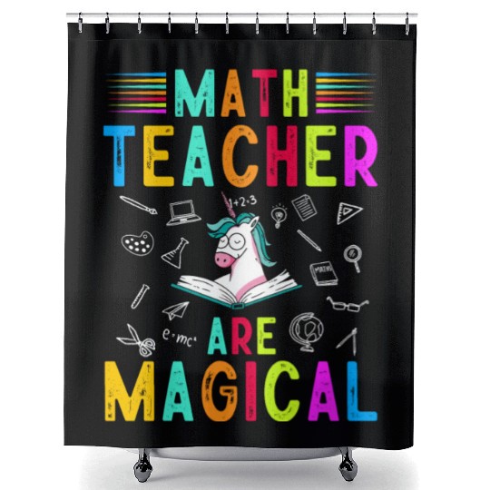 Math Teacher Unicorn Shower Curtains