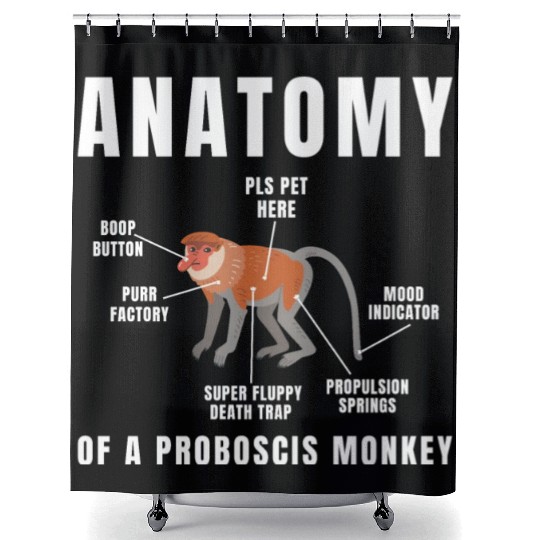 Anatomy Of A Proboscis Monkey, Funny Meme Animal Shower Curtains