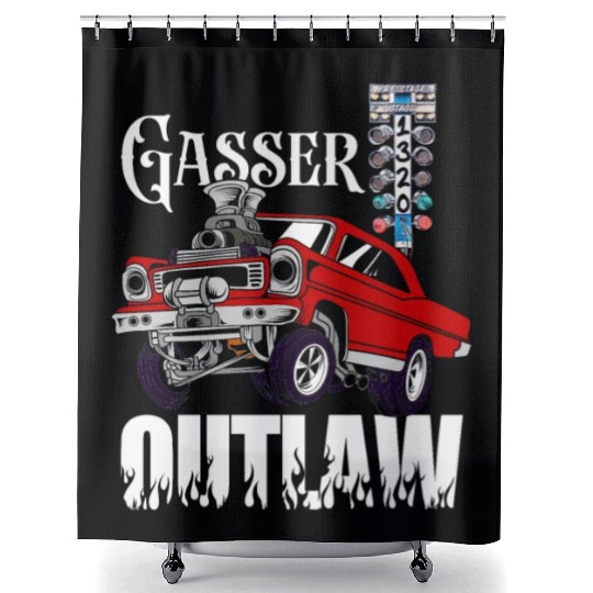Gasser Outlaw Class Vintage Drag Racing Race Car Shower Curtains