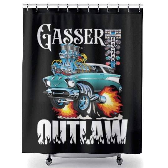 Gasser Outlaw Class Vintage Drag Racing Race Car Shower Curtains
