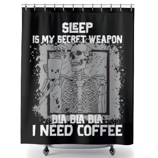 Skeleton Drinking Coffee Medical Student Shower Curtains