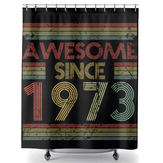 50 Years Vintage 1973 Retro 50th Birthday Shower Curtains