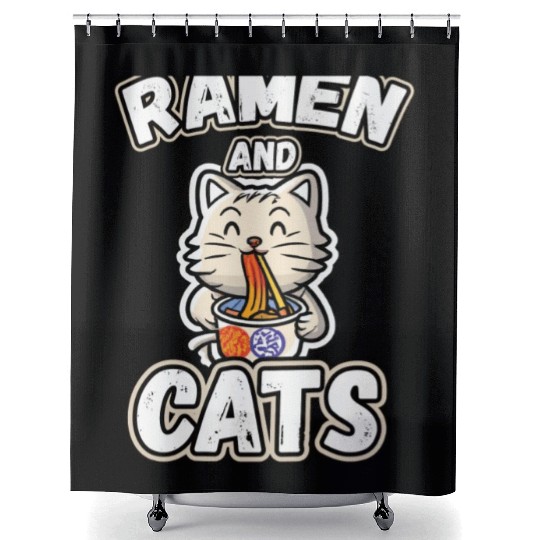 Ramen and cats Shower Curtains