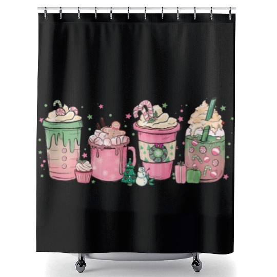 Hot Chocolate Cup Peppermint Mocha Shower Curtains