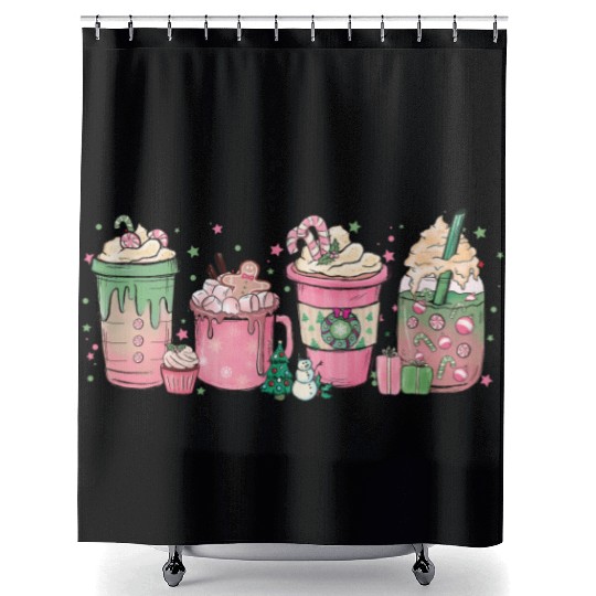 Hot Chocolate Cup Peppermint Mocha Shower Curtains