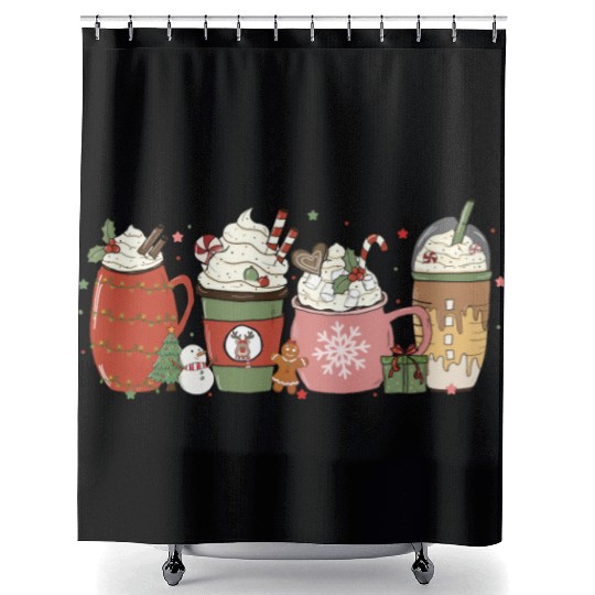 Hot Chocolate Cup Peppermint Mocha Shower Curtains