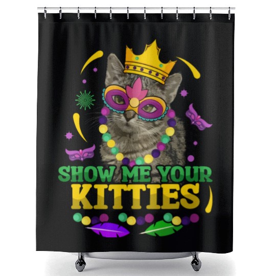 Kitten Show Cat Festival Parade Beads Mardi Gras Shower Curtains