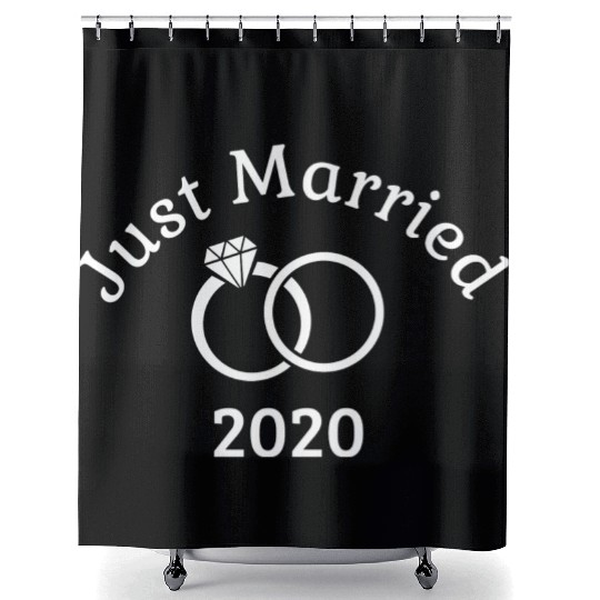Matching Couple Bride Groom Newlywed Just Married Shower Curtains