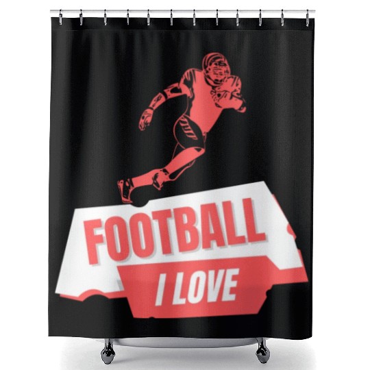 I Love Football Game Day Shower Curtains, Football Shower Curtains