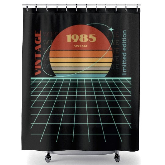 Vintage 1985 Birthday gifts Guitar lovers 37th Bir Shower Curtains